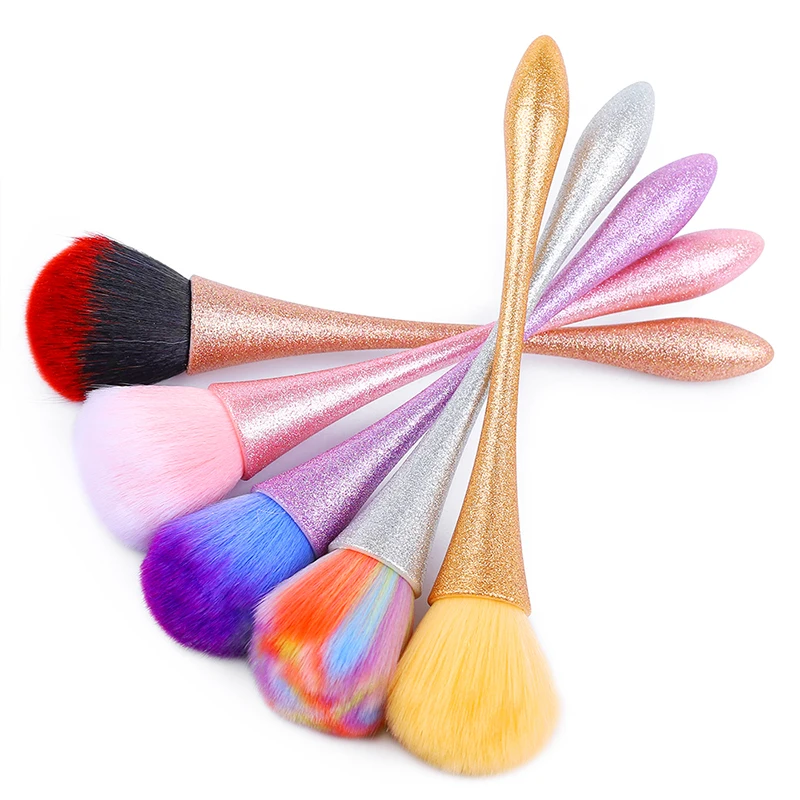 

Gradient Colorful Nail Brush Cleaning Remove Powder Matte Handle Nail Art Manicure Soft Dust Clean Brushes Blush Makeup Tools