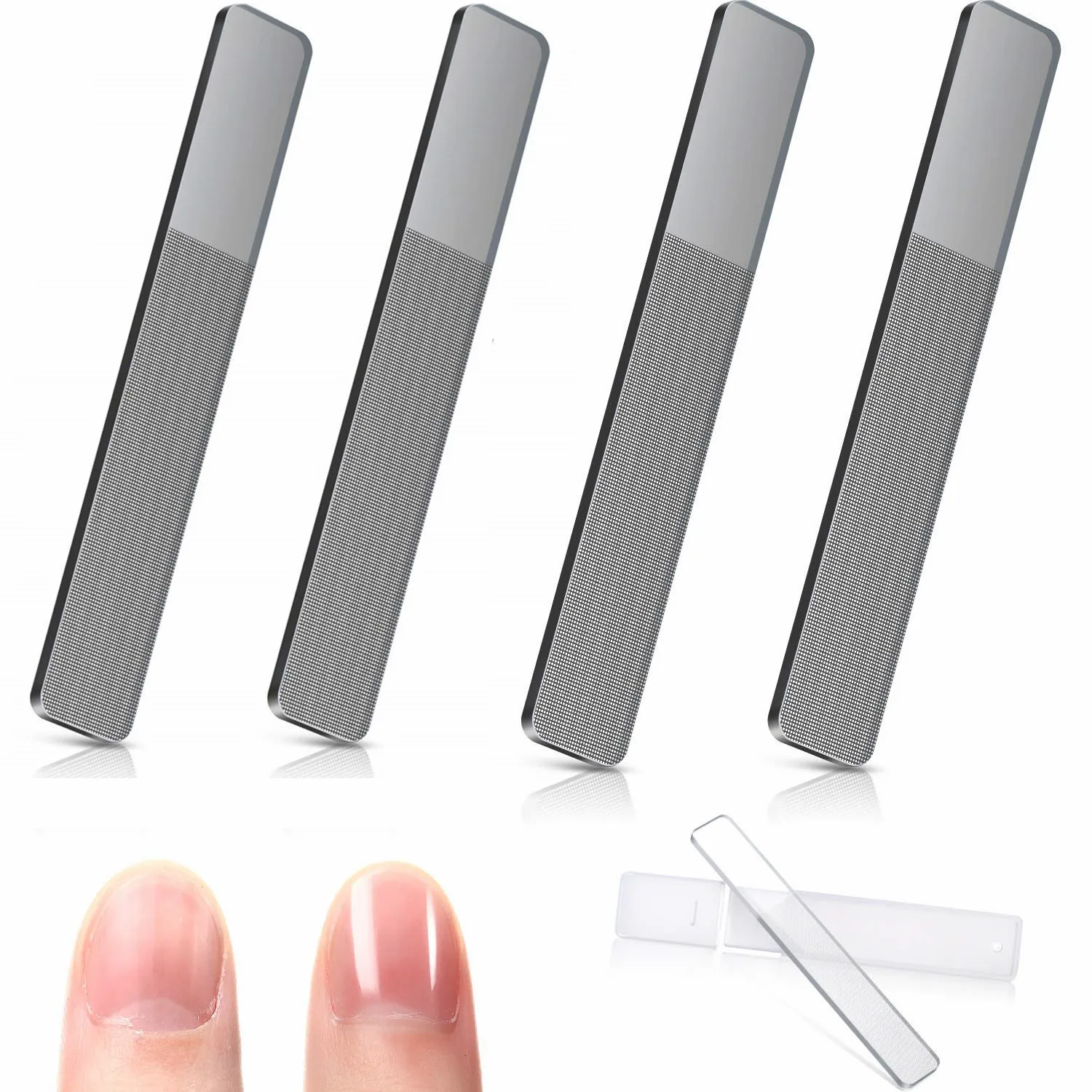 

Black Nano Glass Nail Shiner Nail Files Crystal Nail Shine Buffer Polisher with Case