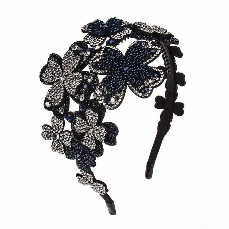 

Luxury Hair Jewelry Women Rhinestone Flower Hairbands Shiny Crystal Girls Wide Headbands, White,red,purple,green,blue,orange,rose red,gray,pink,colorful