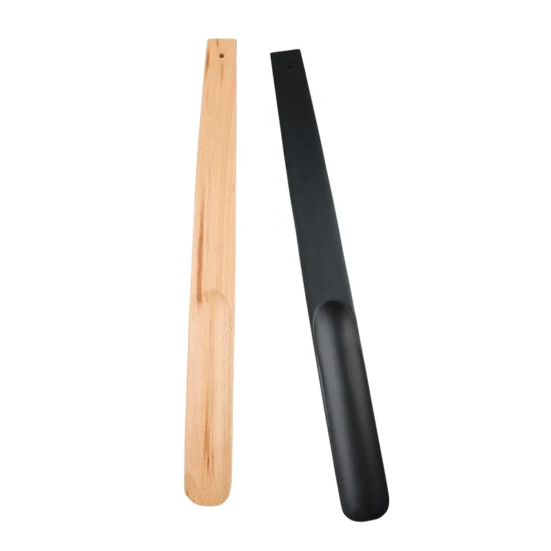 

Factory Wholesale Custom Logo Shoe Spoon Long Handle Wood Shoe Horn, Natural/black