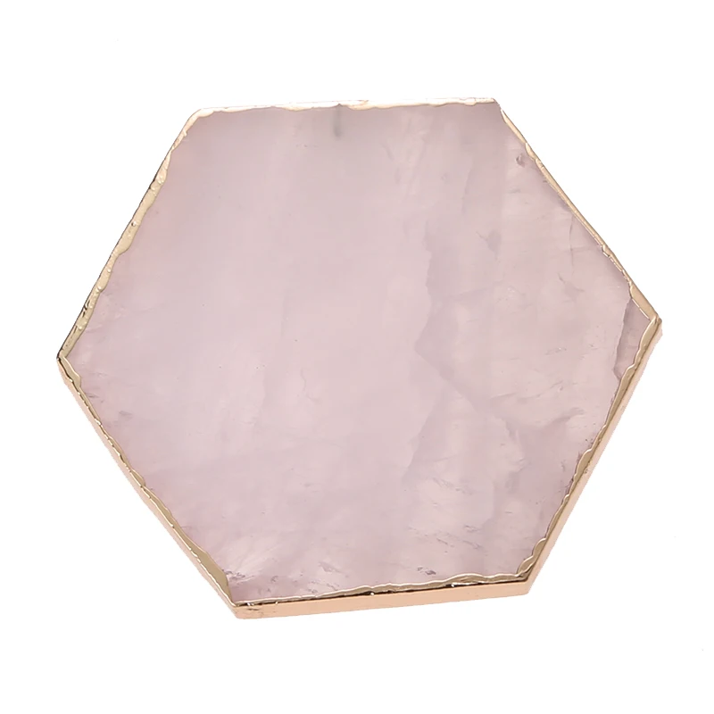 

Pink quartz hexagon stone rest atmosphere drink glass cup coaster
