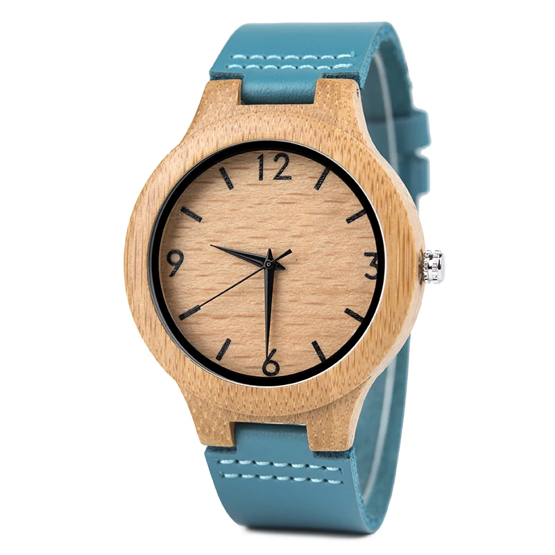 Cute Fashion Antique Wooden Ladies Watch with Leather Strap and Glass Dial High Quality Surprise Gift for Women