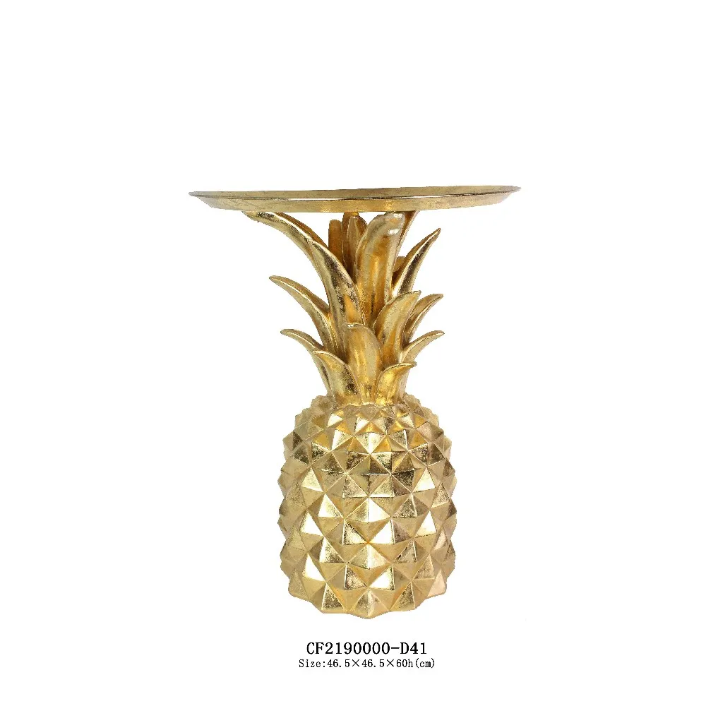 Wholesales Tropical Fruit  Resin Decorative Antique Silver Pineapple Figurine details