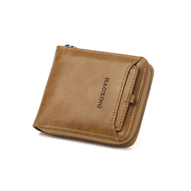 

Casual men's solid magnetic wallet slim short credit card holder zipper coin photo male purse