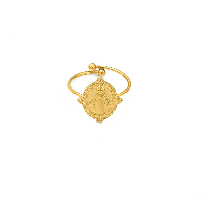

Goddess design wholesale stainless steel Finger Ring Gold plating Open size rings for women