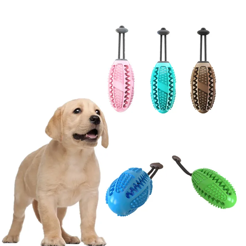 

Newest Style Cute Leaking Ball Cotton Rope Durable Chew Dog Toy Pet Dog Interactive Leaking Food Ball Chew Pet Toys, Dark blue, green, pink, lake blue, chocolate