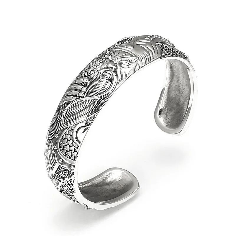 

100% Silver Character Aggressiveness GuanYu the military god of wealth 925 silver jewelry bracelet