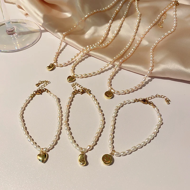 

smile face beads heart freshwater pearl choker necklace women