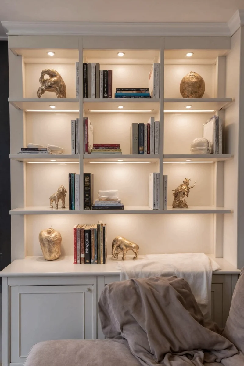 Wall-Mounted Lighted Bookshelf