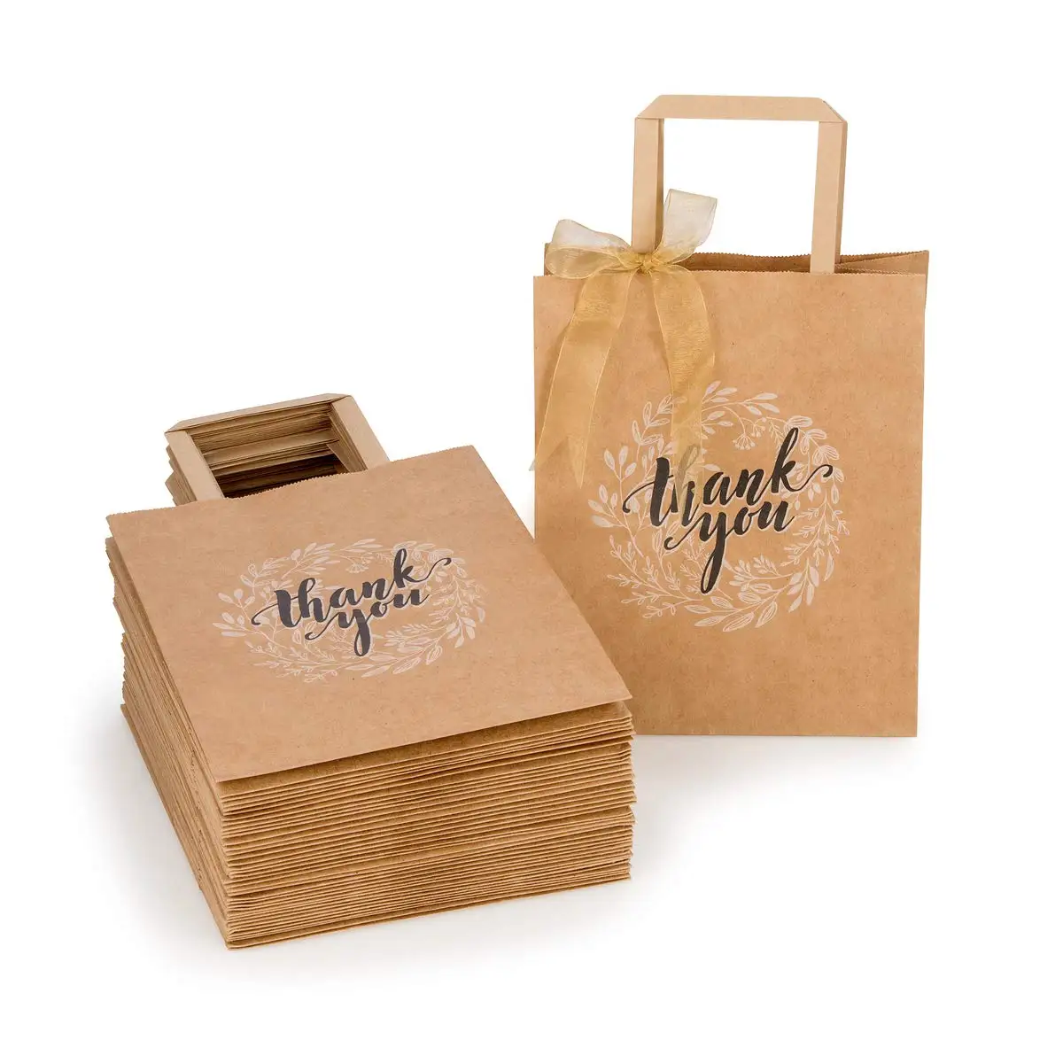 Custom Thank You Gift Bags Bulk With Handles Grocery Paper