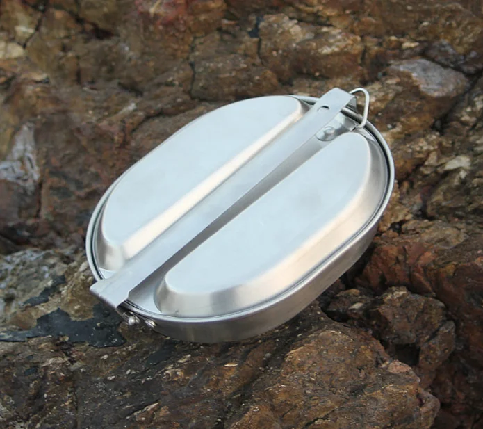 

2020 Amazon hot sale camping equipment cooking outdoor picnic cookware stainless steel army military mess kit accessories