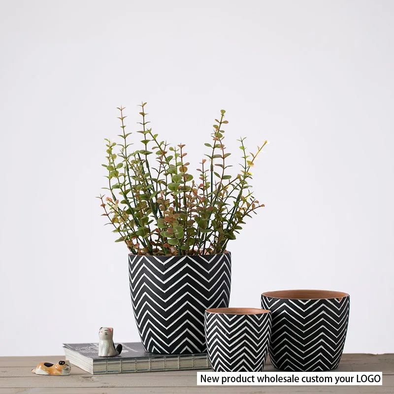 

Plant Pots Indoor For Plants White Small Ceramics Decorative Home Decor Mini Hanging Set Flower Porcelain Line Art Ceramic Pot, Customized color