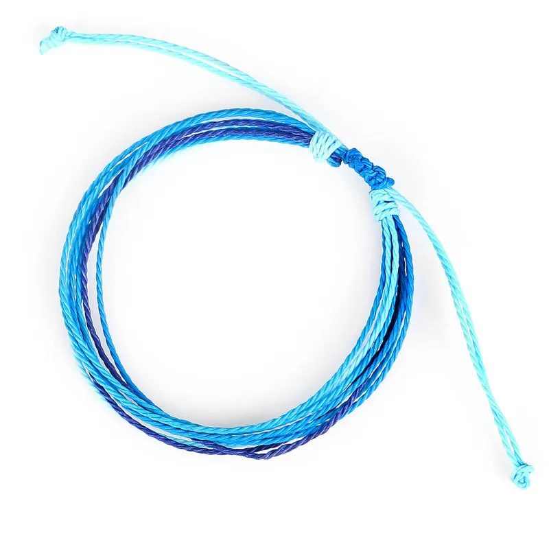 

Hand-Woven Colourful Mixed Color Wax String Rope Ankle Bracelet Summer Beach Boho Jewelry, As picture