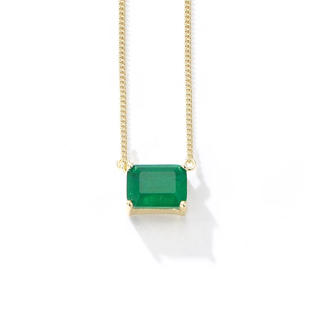 

Classic Luxury Gemstone Single Zircon Clavicle Chain Charm Emerald Necklace Jewelry Gold S925 Silver 925 Silver Women's Accepted
