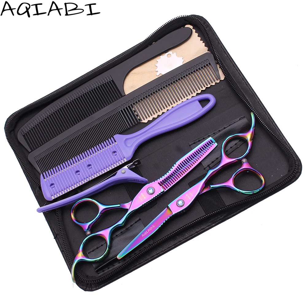 

Hair Thinning Scissors 5.5" 6'' AQIABI 440C Multi-color Hair Cutting Scissors Haircut Scissors Set A1011