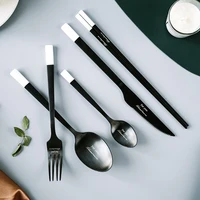 

New Hot sale simple black western cutlery stainless steel modern flatware set