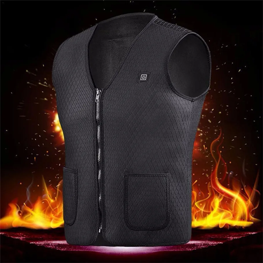 

New USB Heating Vest Mens Vest for Winter Warm Heated Jacket Clothes Thermal Outdoor Sleeveless Vest for Hiking Climbing Fish, Black,brown