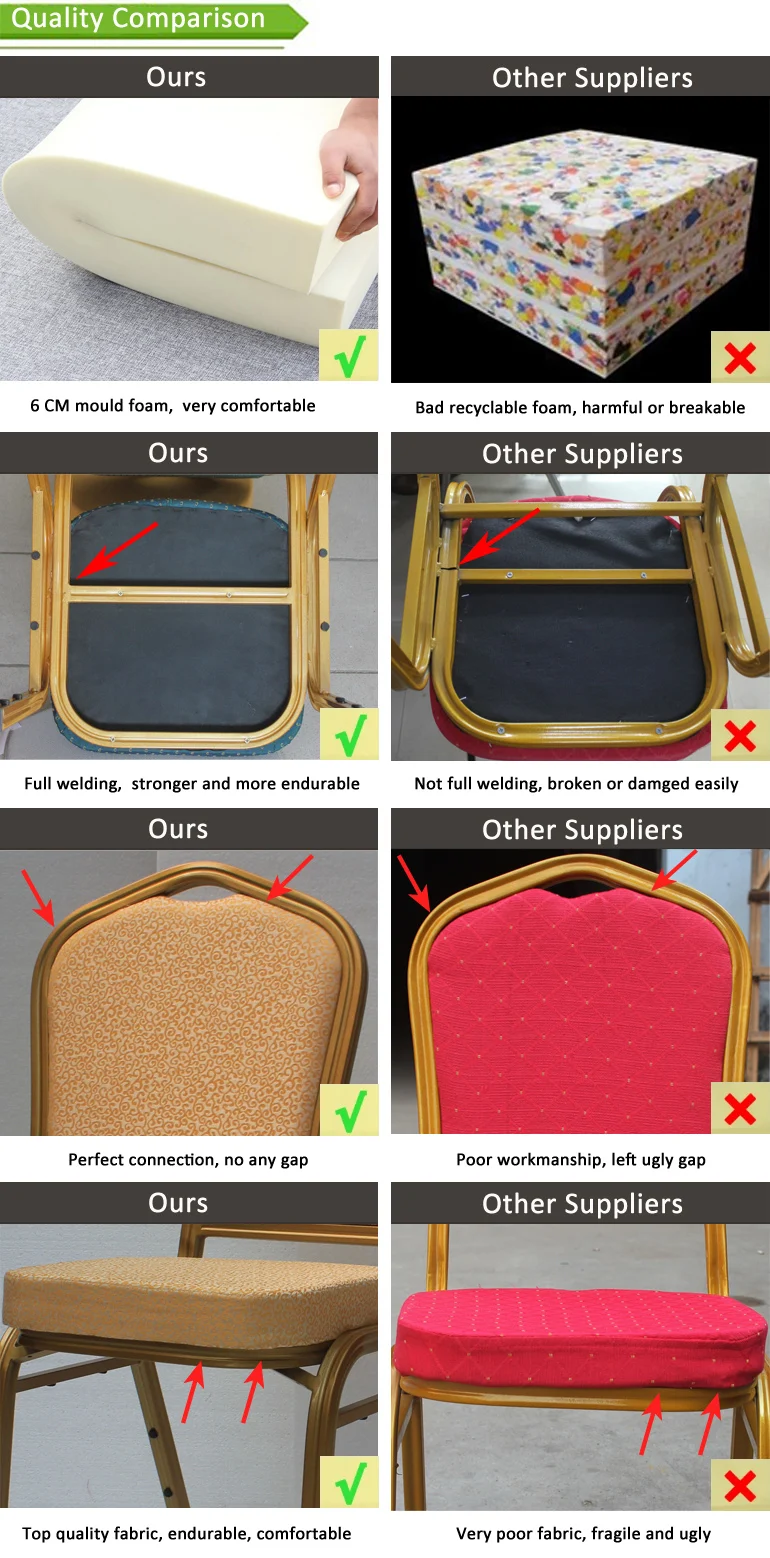 Wholesale Stackable Gold Stainless Steel Church Hotel Furniture Wedding