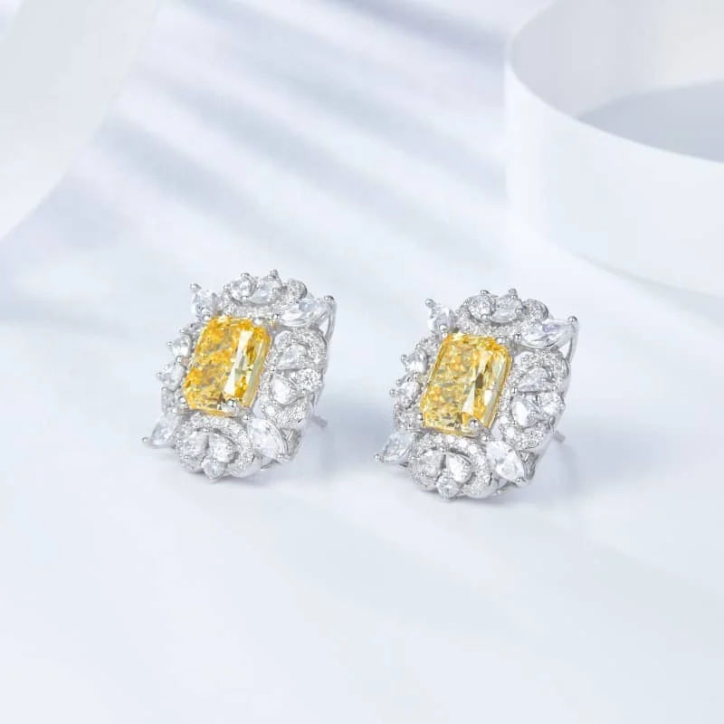 

luxury fine jewelry silver jewellery 925 silver earring Wedding engagement gift Yellow diamond earrings, White gold (rose gold, yellow are avaliable)