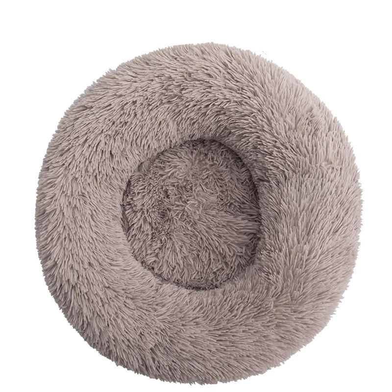 

Hot selling warm Comfortable Soft Plush Round Faux Fur Pet flush Dog Cat Sleeping Cushion Dog Bed, Many colors
