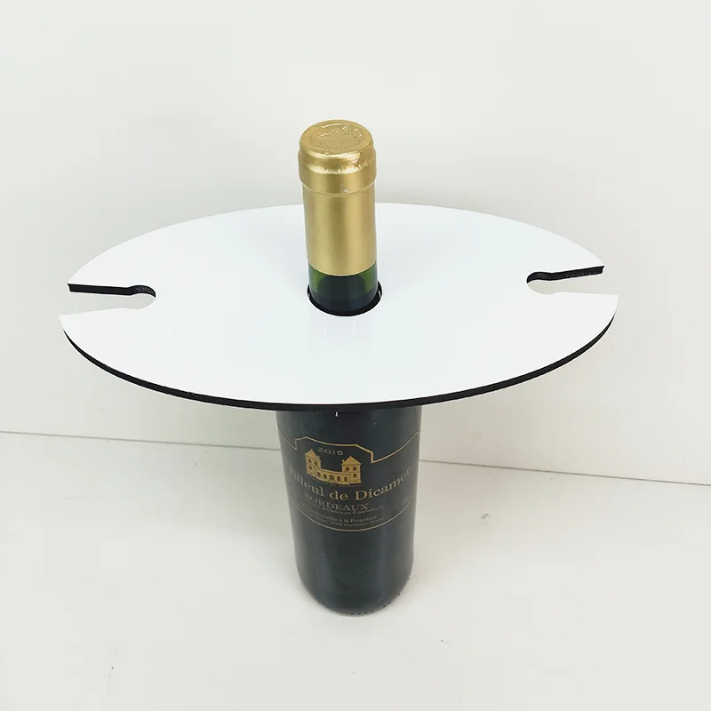 

New Arrival Heart Oval Sublimation Wine Caddy Blank For Two Cup DIY Wood Plate Wine Holder Different Shape, White