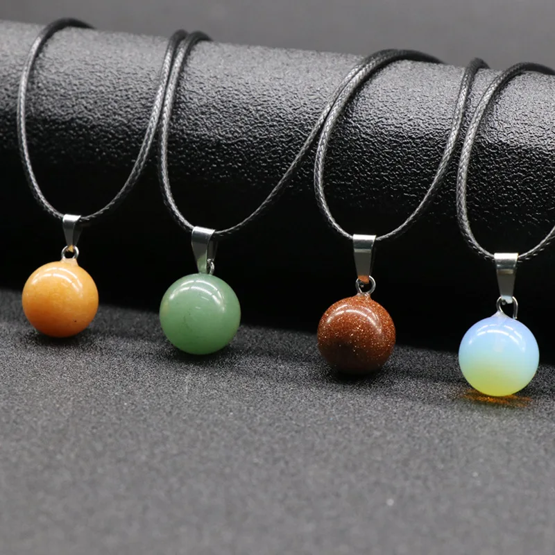 

Charms assorted natural healing crystal stone chakra beads pendants round shape pendant jewelry making
