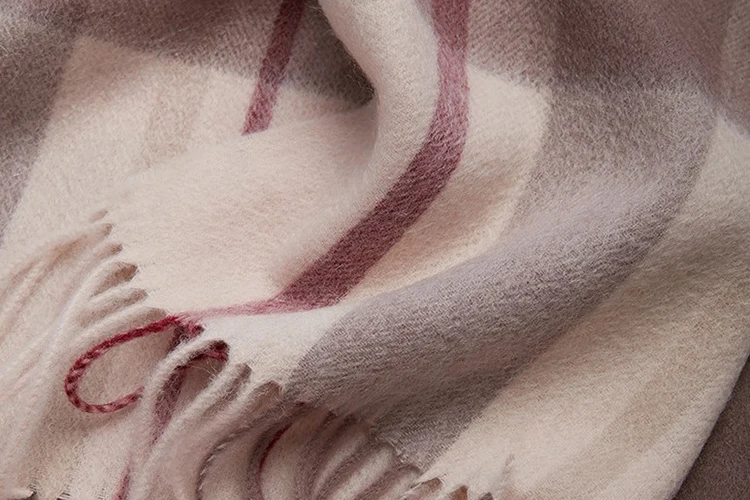 Checked Wool Scarf Shawl