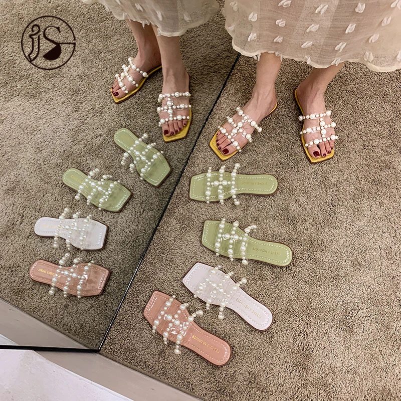 

Fashion 2021 trend casual sandals for women fancy pearl ladies slippers lightweight soft slides women, Customized color