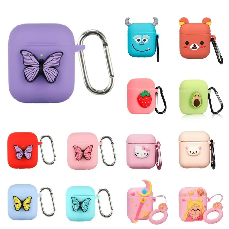 

Earphone Case for Apple Airpods 1 2 Soft Silicone Headphone bag for Apple Airpods 2 Earbuds Cover Bag for airpods case cute, Multiple colors