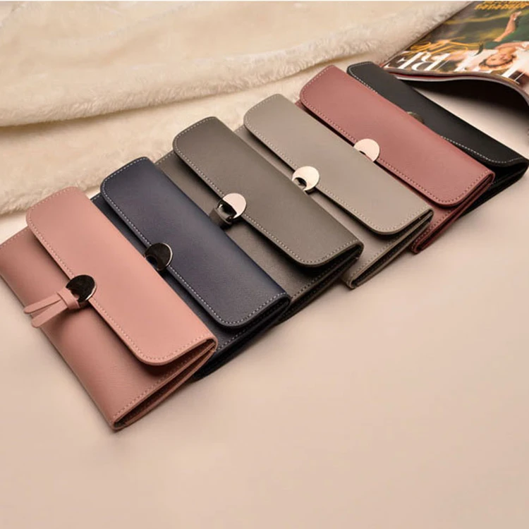 

Luxury Design OEM Long Wallet Women Zipper Pu Leather Purse, As picture