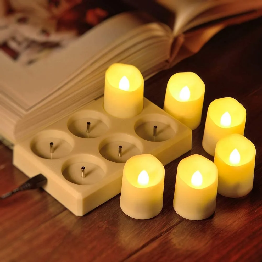 Amazon Hot Sell Rechargeable LED Flameless Tea Light For Home Decor