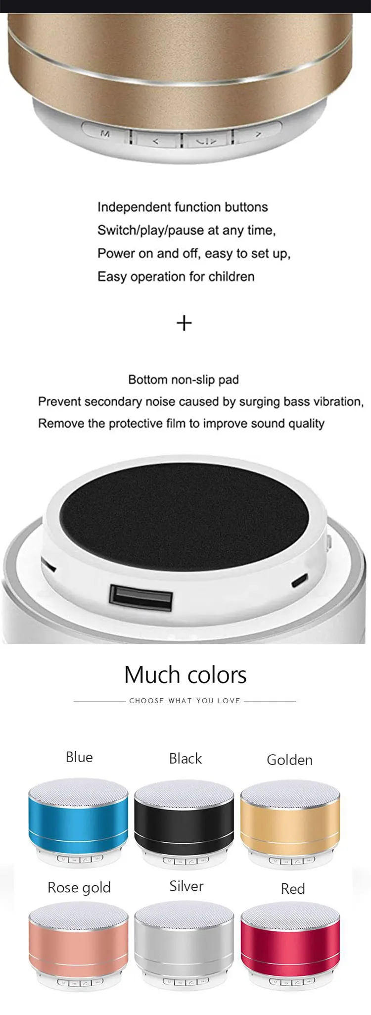 Outdoor With LED Light Handsfree Stereo Sound BT Wireless Mini Portable Speaker - ANKUX.COM