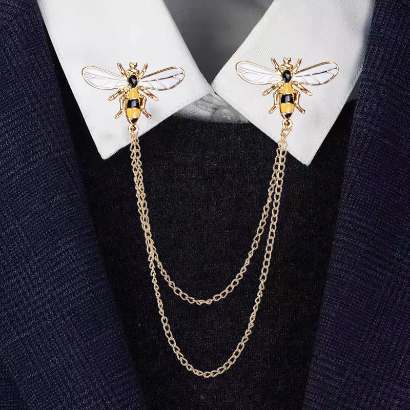 

Cute Bee Vintage Brooches Pins Animal Alloy Metal Chain Brooch Broches Man Suit Shirt Collar Tassel Lapel Pin Women Jewelry Gift, Yellow/black/blue/red/white