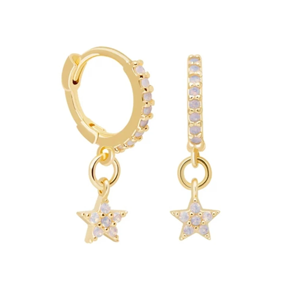 

Fashion Jewelry 925 Sterling Silver Cubic zircon Star Gold Plated Huggie Hoop Earrings