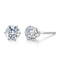 

six claws classic 18k white gold woman lab created classic diamond earring stud prices