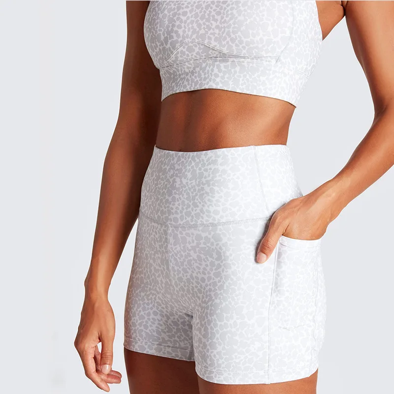 

print backless bra pocket shorts exercise yoga set shockproof running suit for women, As picture, also can be customized