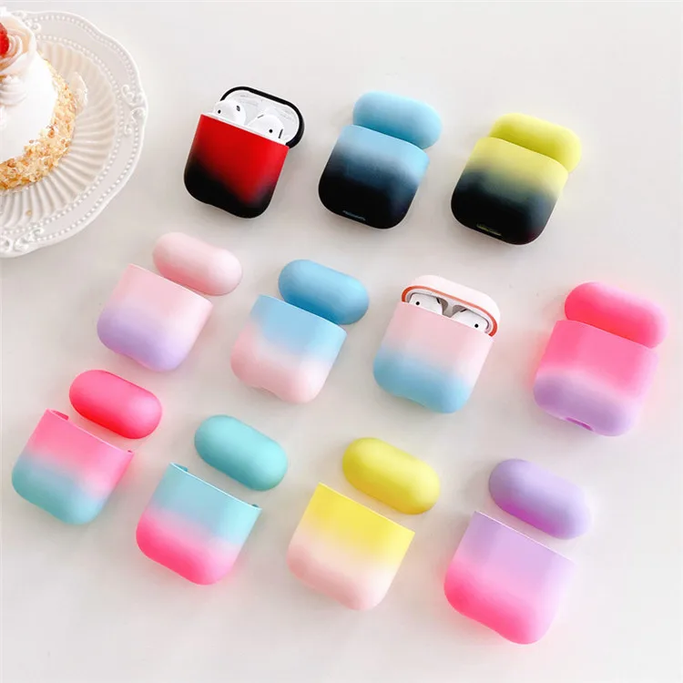 

Colorful Box Case Cute Gradient Color Earphone Cover For AirPods 1 2 Wireless Luxury Earphone Accessories