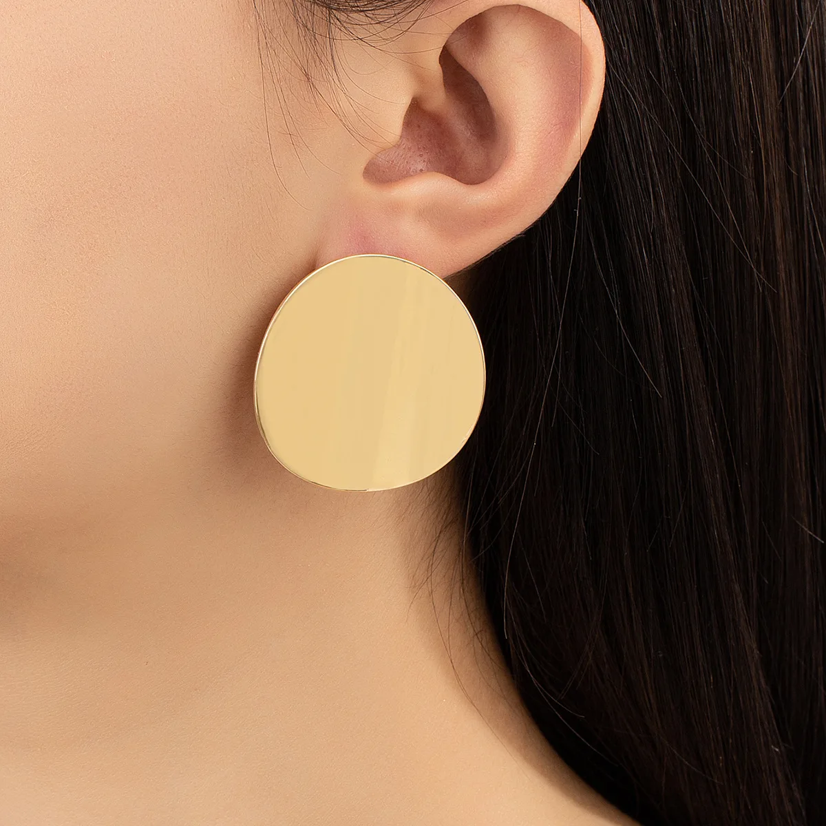 

Simple Round Metal Gold Plated Color Stud Earring For Women Minimal Round Earrings Jewelry