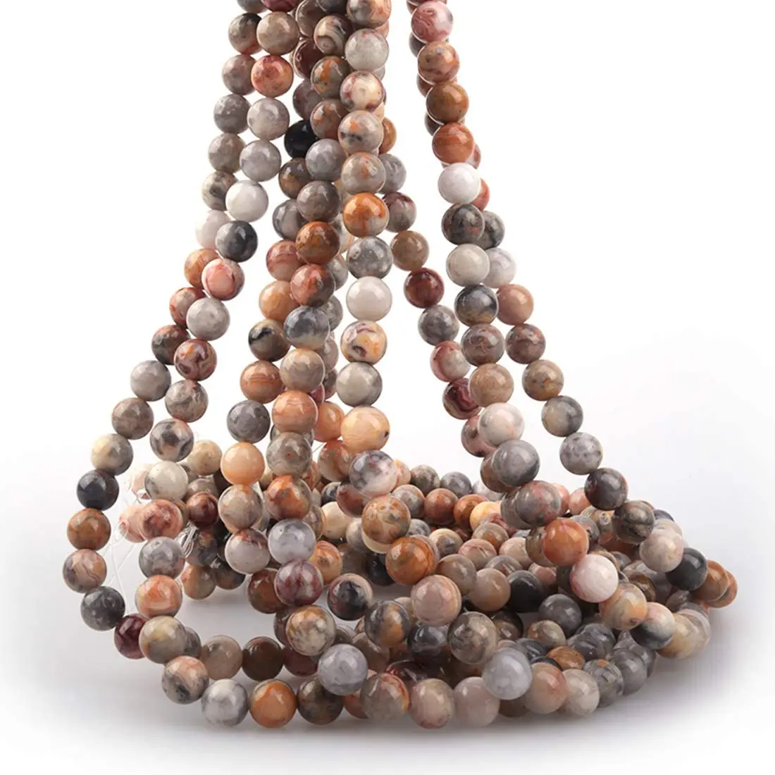

2021 wholesale natural loose gemstone stone crystal beads crazy agate round colorful gem stone loose beads for jewelry making