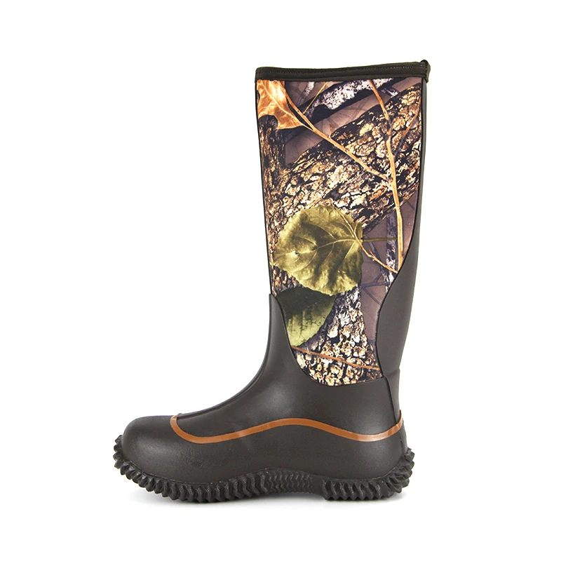 

High quality waterproof camouflage hunting rain boot men neoprene boots, Black