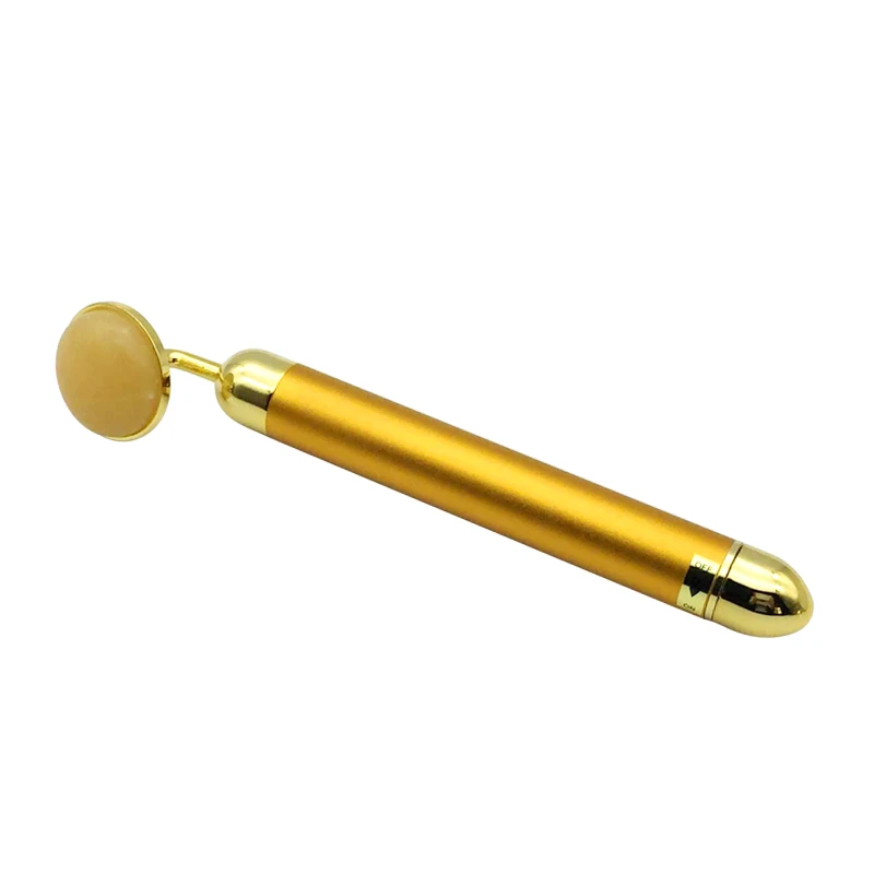 

2021 New Product Wholesale Oem Energy Beauty Bar 24k Golden Pulse Gold Machine Facial Roller Massager With Jade Stone