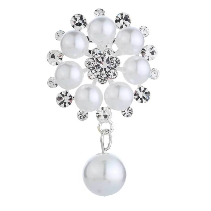 

Hot Sale Alloy Diamond Pearl Fashion Clothing flower studded brooch designer brooches and pins