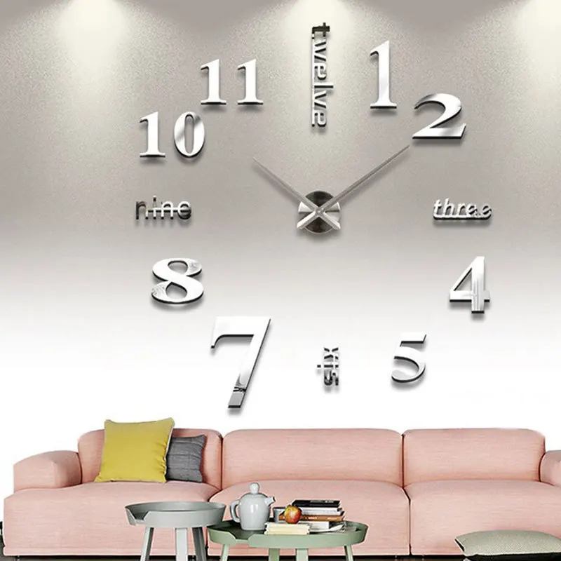 

Home Decorative Wall Sticker 3D Frameless Digital DIY Wall Clock