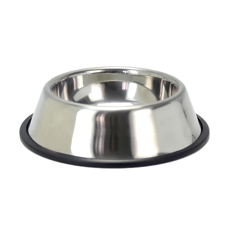

Drinking Shallow Bowl Cat Bowl Stainless Steel Metal Food and Water Dog Bowls For Pets, Silver