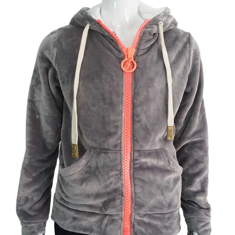 

ladies zipper coral fleece tops fashionable plus size winter jacket coats with pockets women's jackets coats, Picture showns
