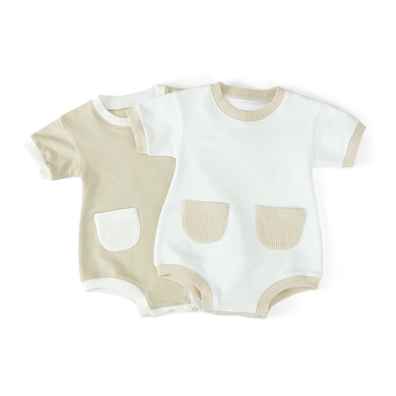 

Custom Unisex Baby Girl & Boy Romper French Terry Cotton Kids Jumpsuit Short Sleeve Summer Clothes