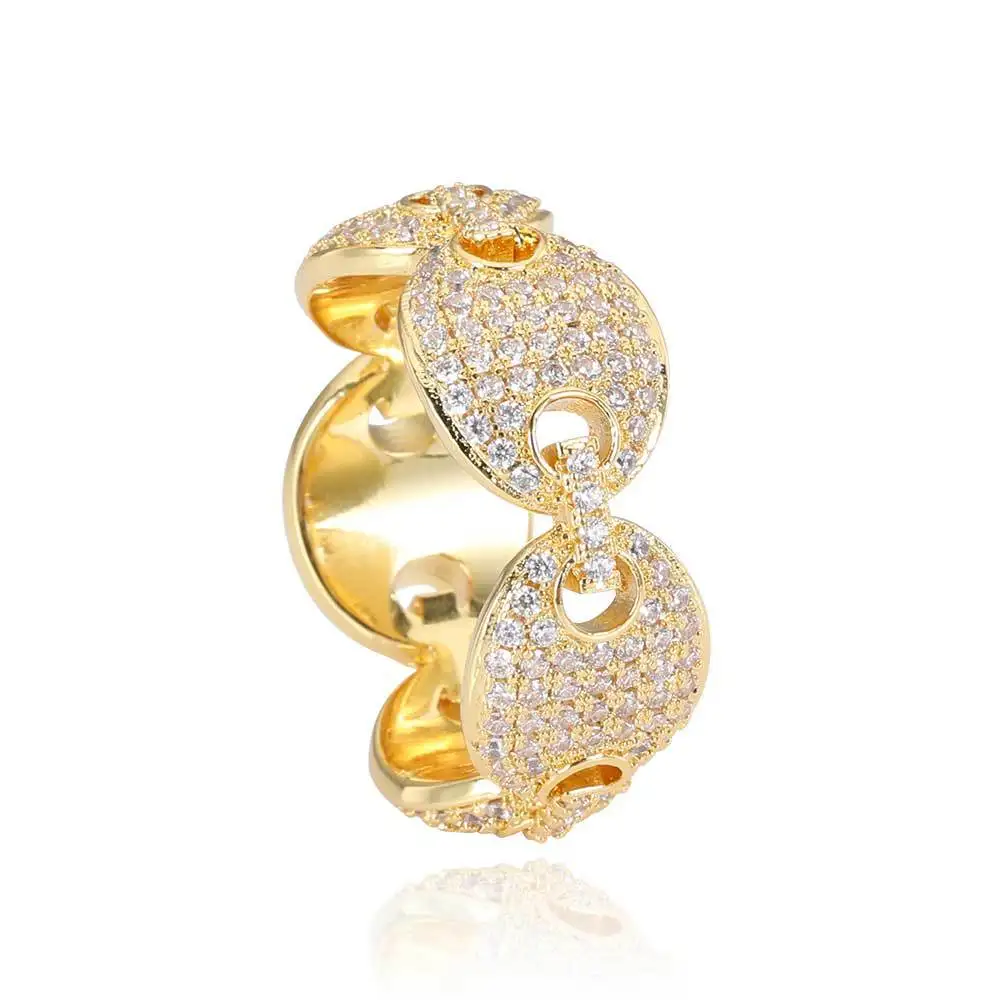

MSYO New Fashion Zircon Coffee beans Men Ring Hip Hop Jewelry