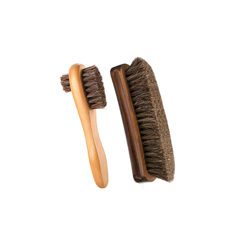 

Amazon hot sales Cleaning and polishing brush for leather shoes, wooden horsehair shoe brush set.