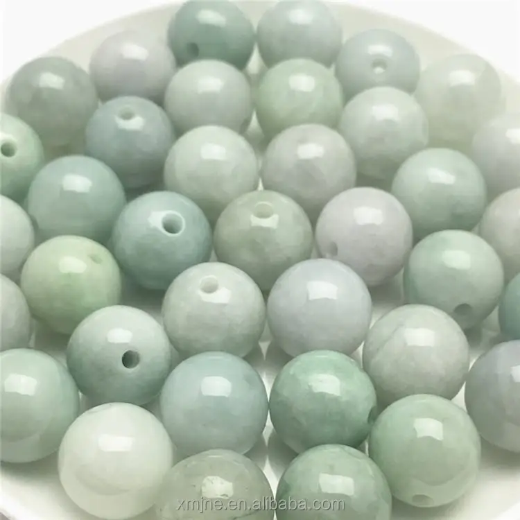 Burmese Jade Jade Jade Beads Loose Beads Glutinous Bean Green 13MmGrade A Round Beads DIY Jewelry Ingredients