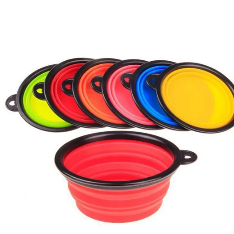 

Hot Sale Silicone Collapsible Dog Food Water Bowl Silicone Pet Bowl Travel Bowl, Customized color